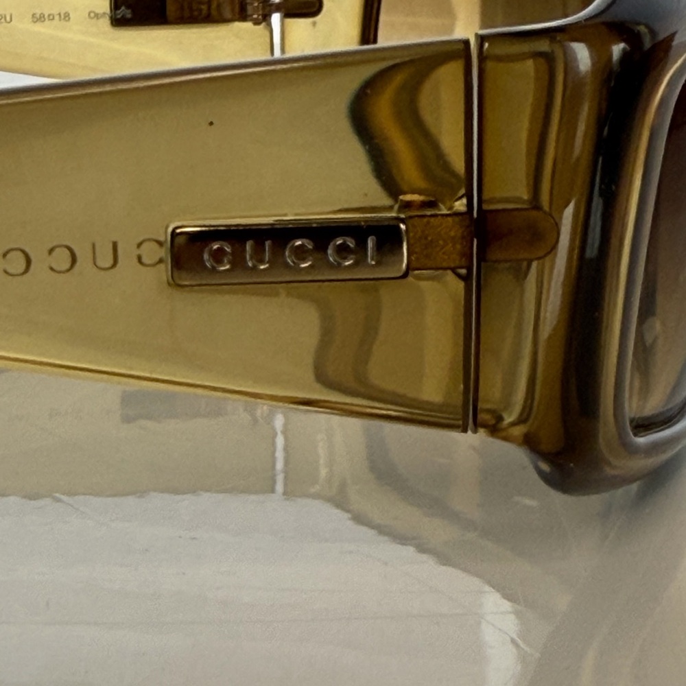 Vintage Gucci Translucent Olive Green Brown Sunglasses EUC - Picture 8 of 8
